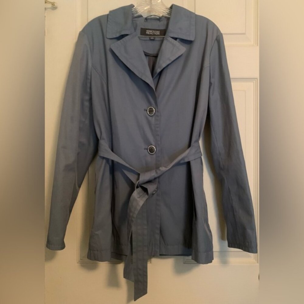 Kenneth Cole Reaction Belted Raincoat Iridescent Blue XL